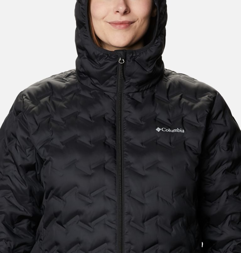 Women's Columbia Delta Ridge Hooded Down Jackets Black | Plus Size CA-U813C